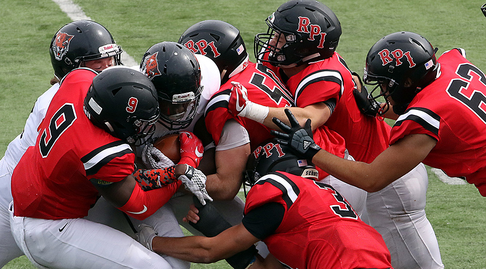 RPI defense (RPI athletics file photo by Mick Neal)