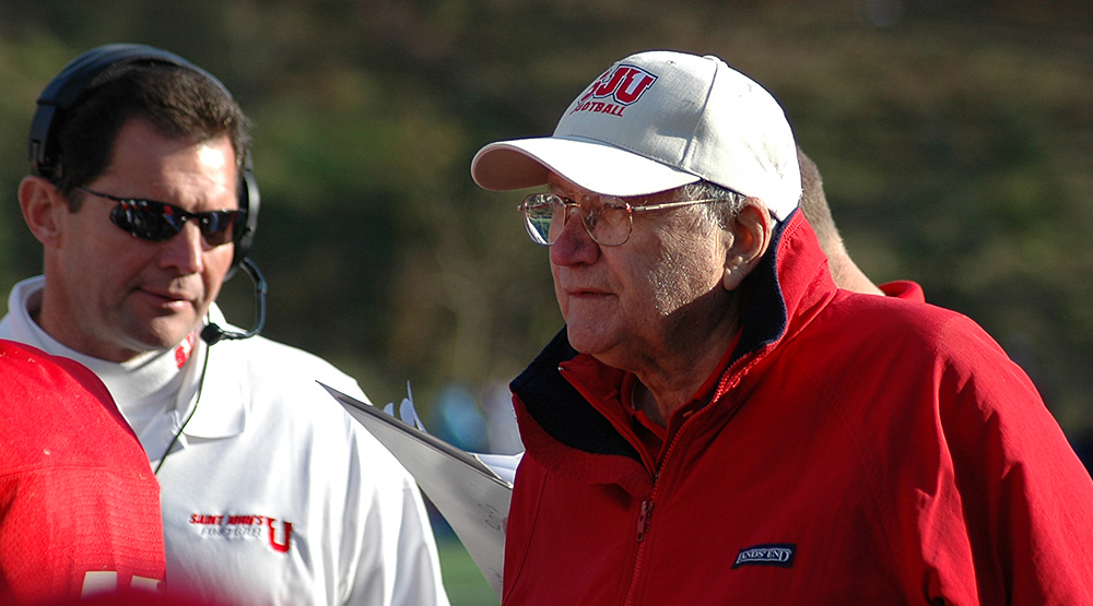 John Gagliardi on the sidelines with Gary Fasching in a 2007 file photo. (Photo by Tim Ward, d3photography.com)